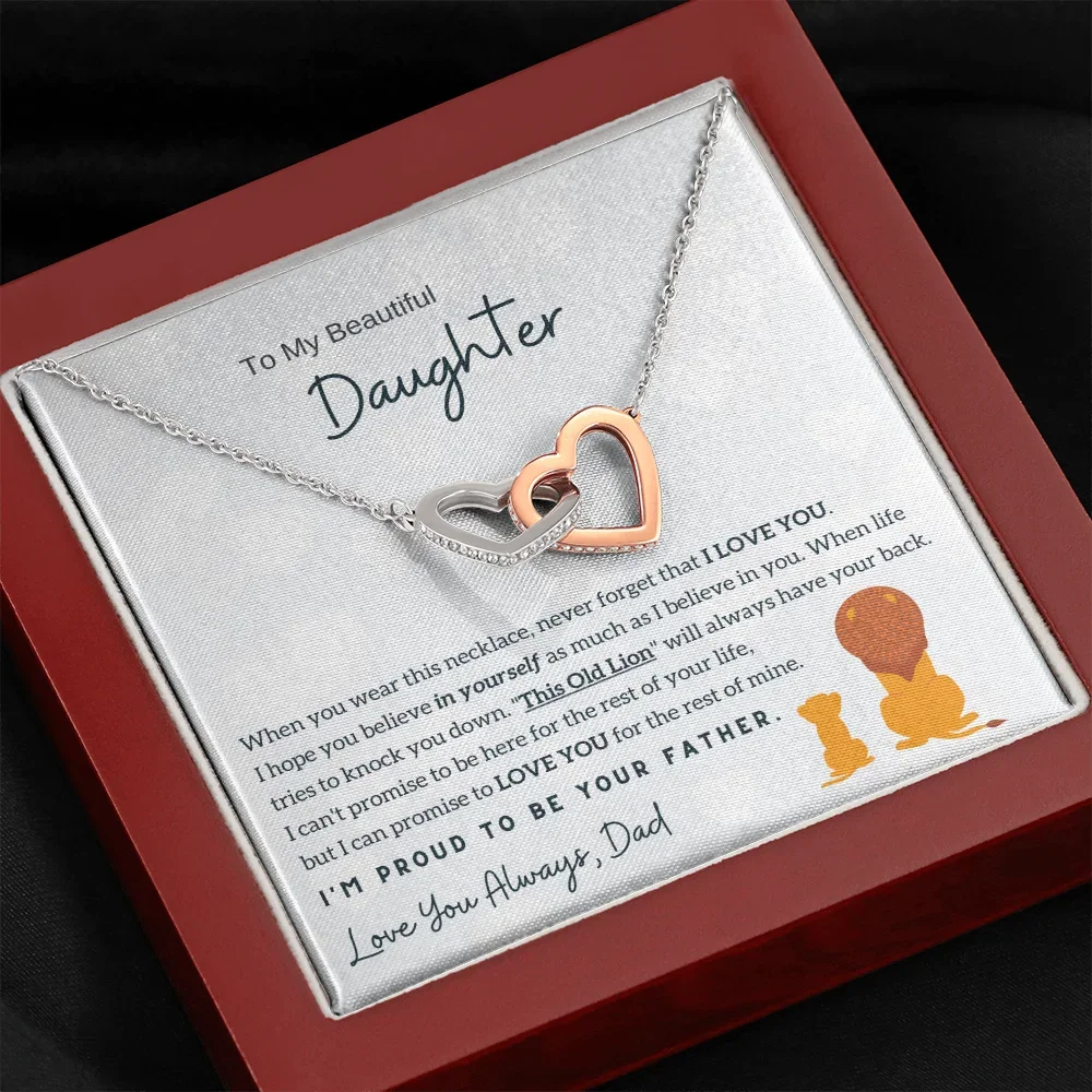 To My Daughter Gifts From Dad Interlocking Two Heart Stainless Steel Necklaces Father Fashion Women Necklace 2024 Dropshipping