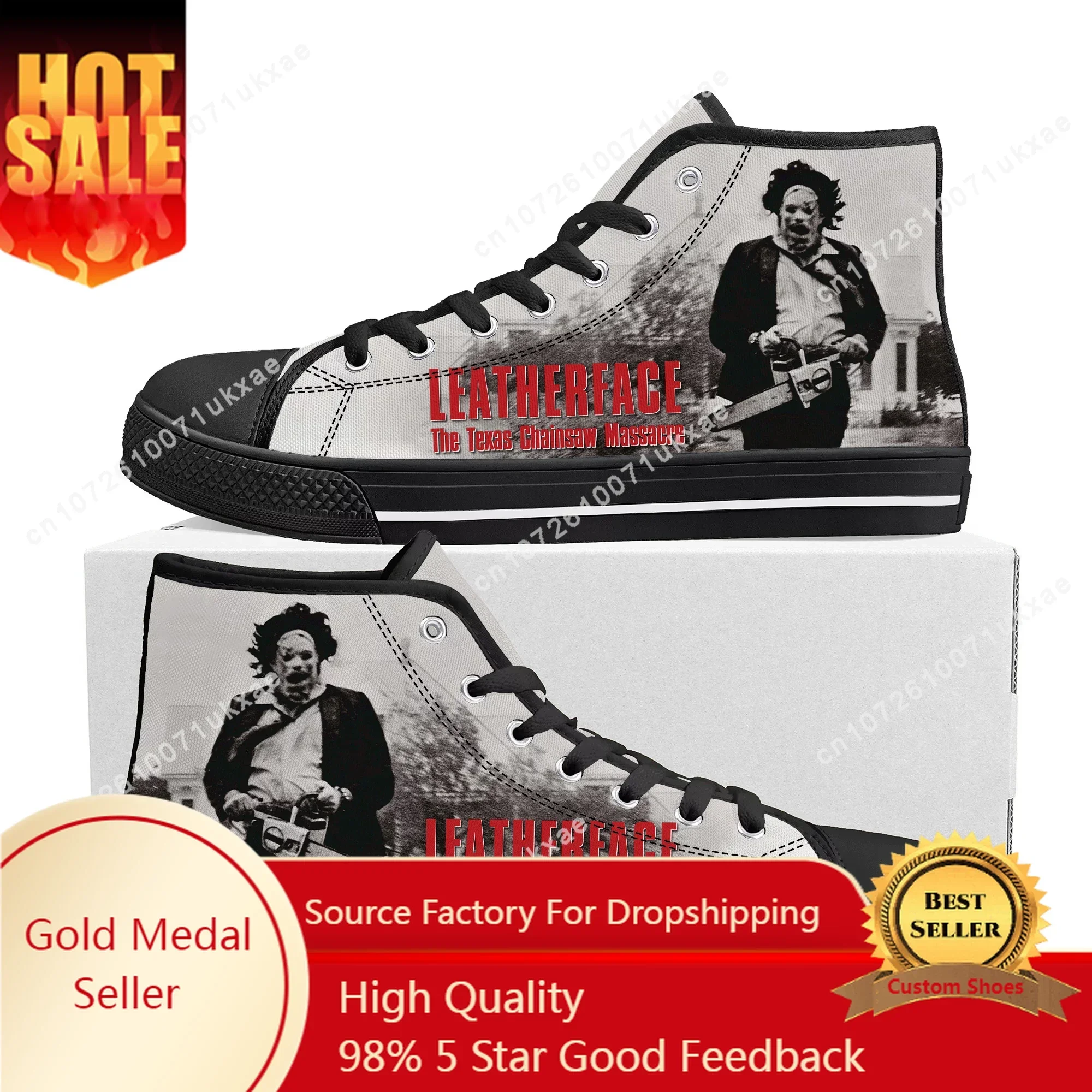 Texas Chainsaw Massacre Leatherface High Top Sneakers Mens Womens Teenager Canvas Sneaker Casual Custom Made Shoe Customize Shoe