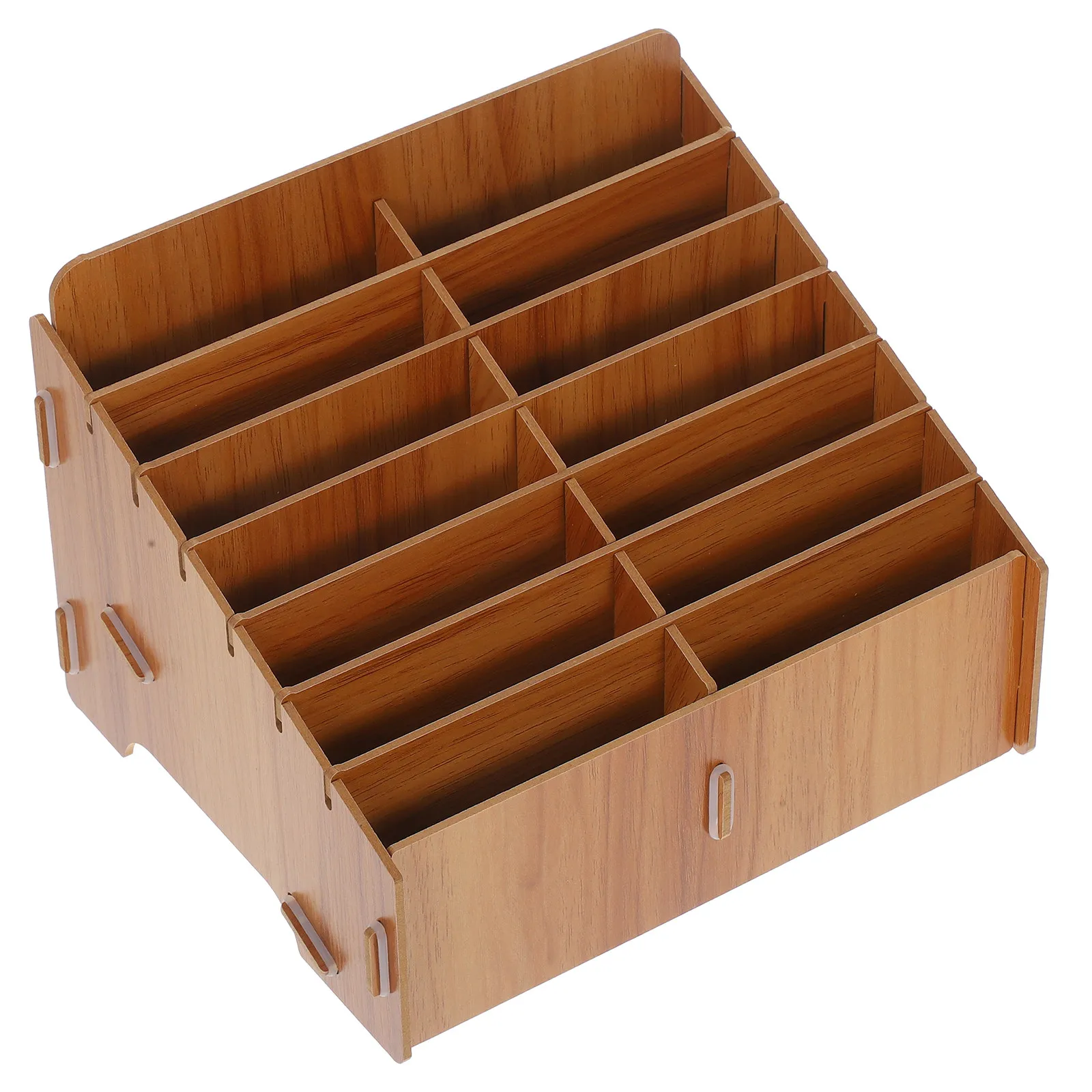 

Wooden Desktop Storage Box Mobile Phone Holder Stable Multi-Grid Organizer Cell Phone Rack Office Classroom Study Room Use