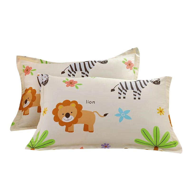 Forest Animals Cartoon Giraffe Zebra Rabbit Cars Printed Pillowcase 2pcs 100% Cotton Pillow Case for Adult Kids Gifts Home Decor