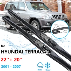 For Hyundai Terracan 2001~2007 Front Brushes Wiper Blades Rubber Window Windshield Windscreen U J Hook Cutter Auto Accessories