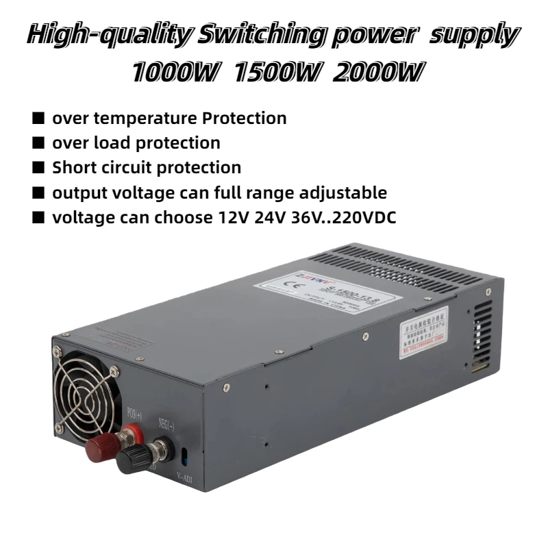 1500W 2000W Switching Power Supply AC DC0-12V 13.8V  24V 36V 48V 60V 72V  voltage adjustable PSU CCTV LED motor Industry suit