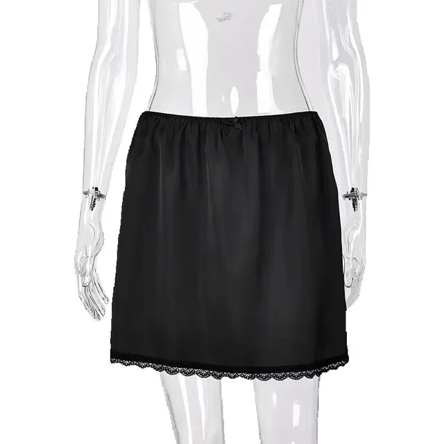 Linad Summer Sexy Satin White Mini Skirts For Women Street Chic Red High Waist Skirt – view 6