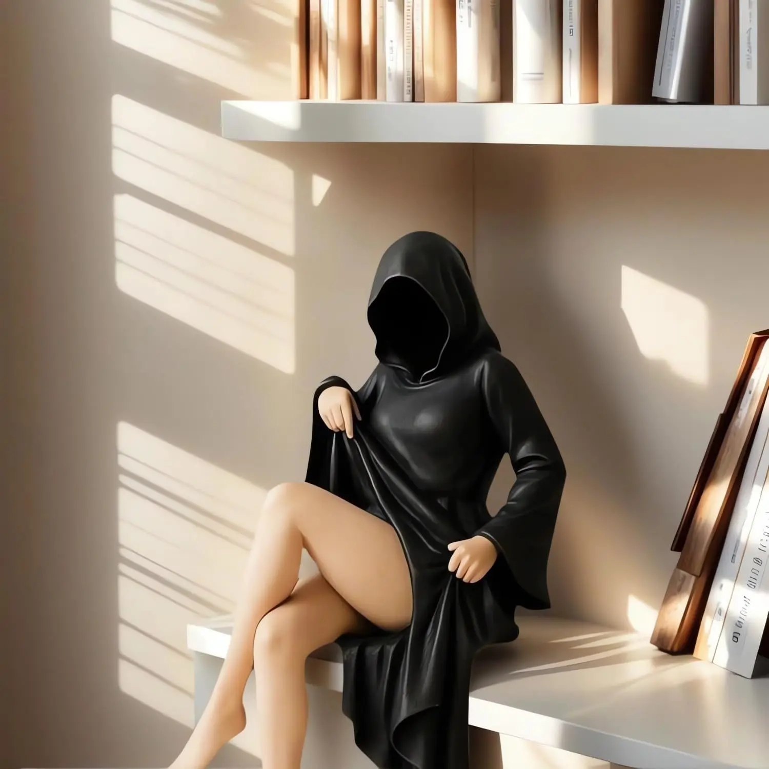 Halloween Mysterious Statue Black Robe Queen Bookshelf Statue Ornament Gift Ornament