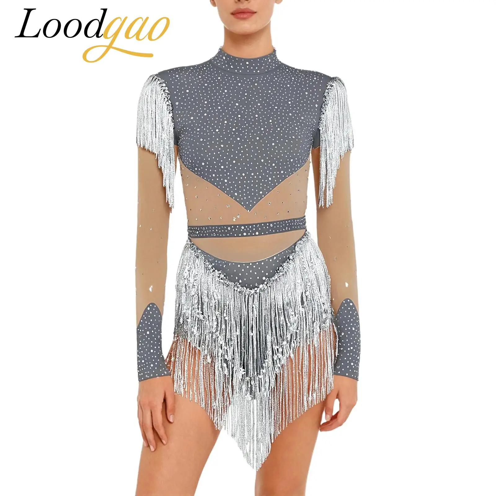 

Женское боди для латинских танцев чача с кисточками, платье с блестками, стразы, фигурное катание, гимнастический купальник для взрослых, комбинезон для танго, сальсы