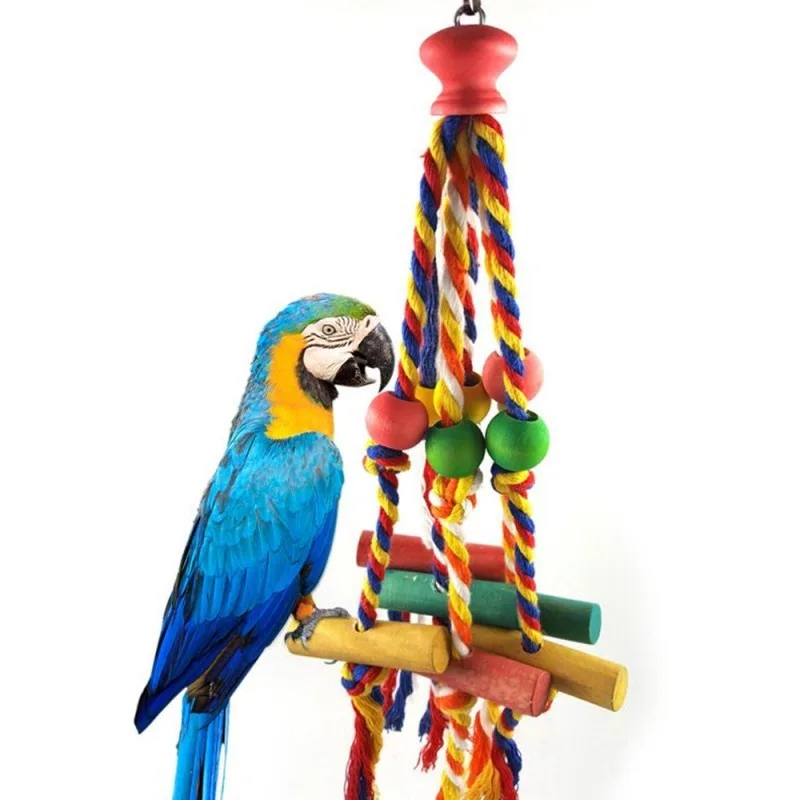 Random Colors Bird Accessories Wood Chewing Toy Birds  Rope Parrot Toys Cage Resistant Small Large Bird Toy Parrots Training