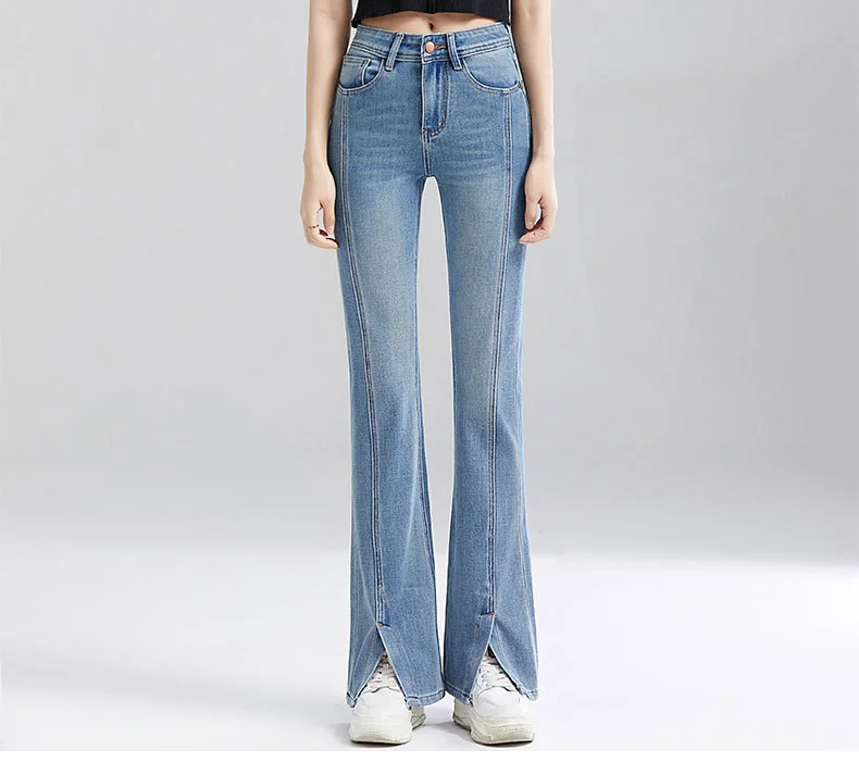 

Slim Women's Flare Denim Pants High Waisted Wide Leg Pants 2023 Trendy pantalones de mujer