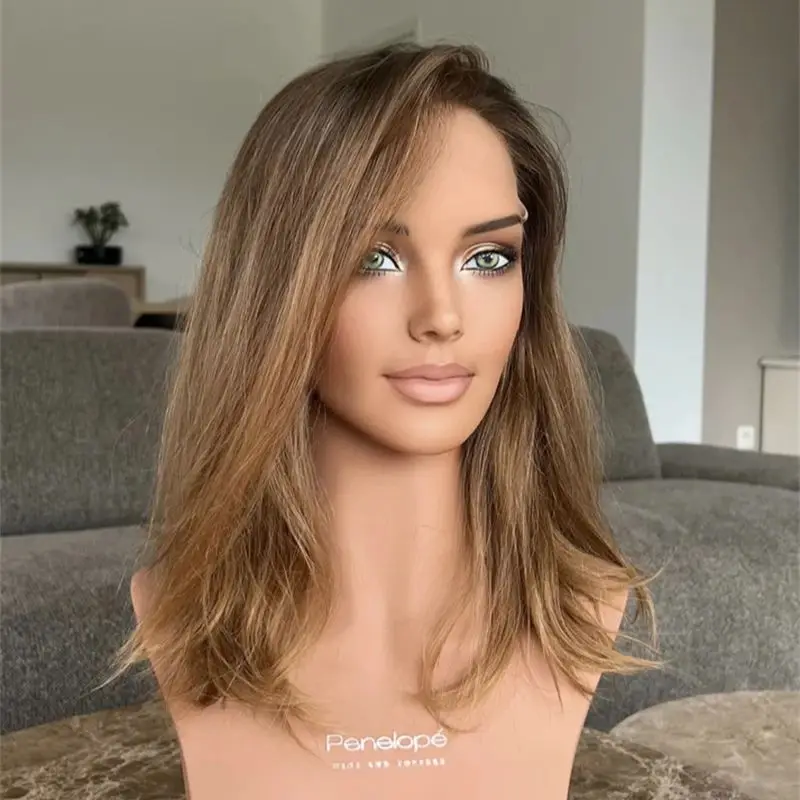 

Парик для вечеринок, омбре, блонд с коричневыми мелированиями, синтетический, с HD-кружевом спереди, с невидимым прозрачным кружевом, парик-боб с короткими волнистыми волосами