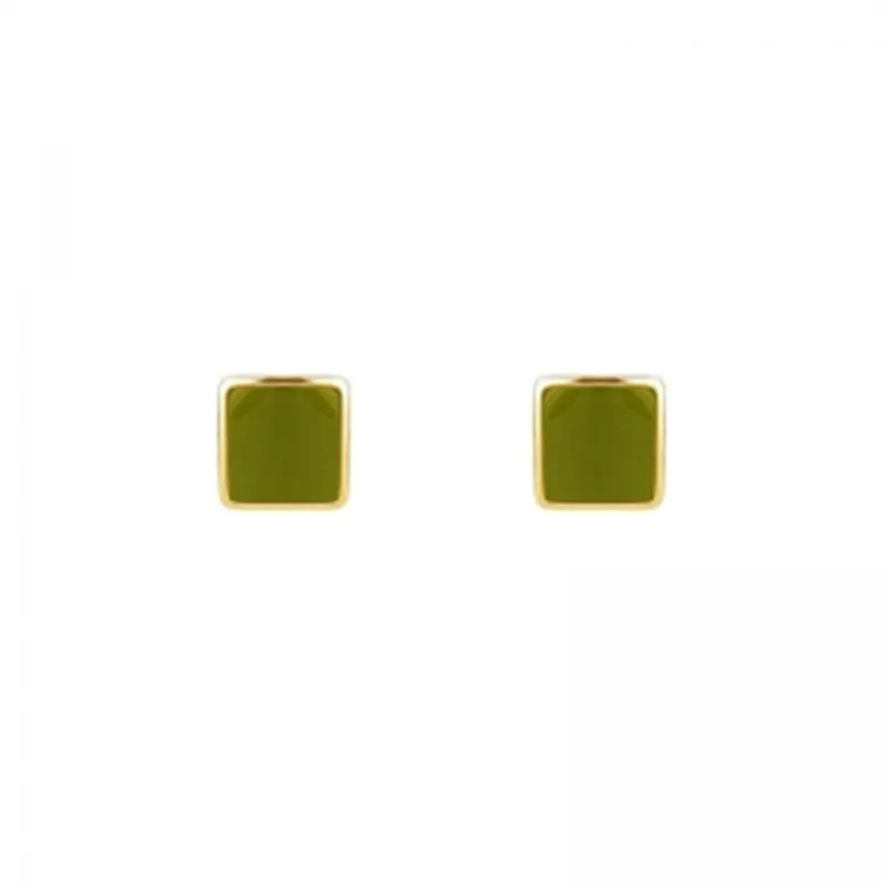 S925 الفضة إبرة الأخضر مربع صغير بسيط رائعة صغيرة الإبداعية الأقراط الصغيرة هدية الزفاف مجوهرات اكسسوارات بالجملة #5