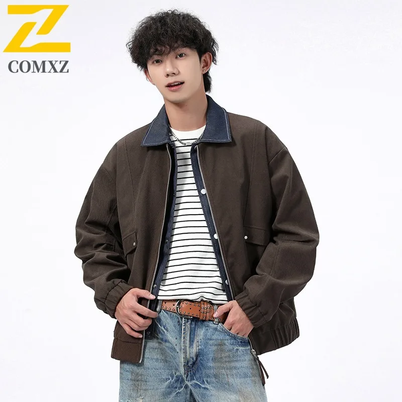 COMXZ 2025 Plus Size Mens Jacket Autumn Oversized Trendy Coat Big Tall Fashion Outerwear M 8XL Streetwear