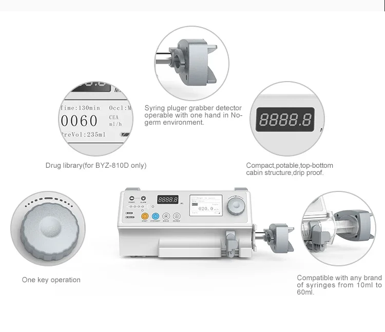 Hospital equipment portable medical smart full digital veterinary tci laboratory  heatable syringe pump