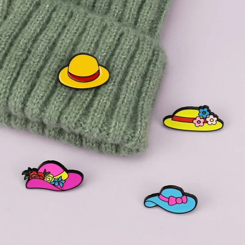 Cross border Sweet Cartoon Colored Hat Brooch Clothing Accessories Soft Girl Cute Straw Hat Beach Hat Badge