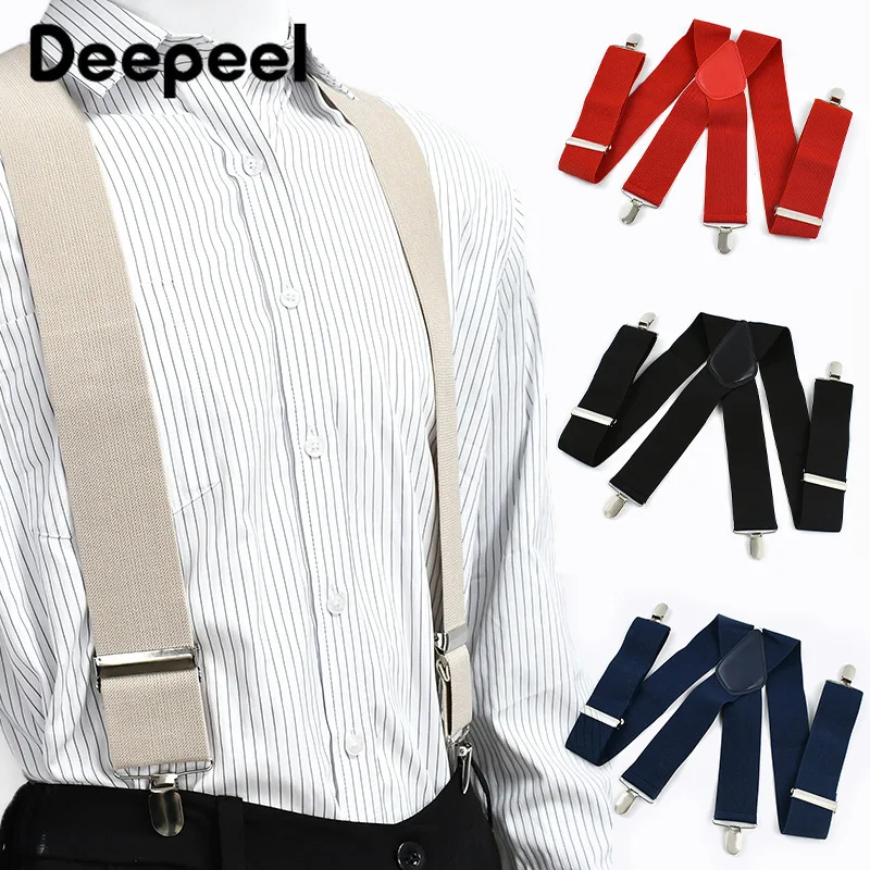 

1Pc Deepeel 5cm Wide Man Suspenders Adult 4 Clips Adjust Strap Elastic Braces Men Harness Men's Suspender Accessories for Pants
