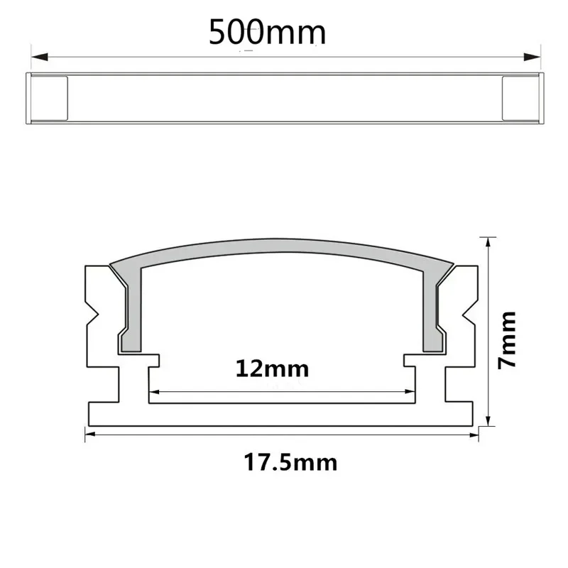 LED Strip Aluminum Profile 0.5m 12mm Flat Body for LED Linear Luminaire 2-30 Sets Lot Lighting Accessories