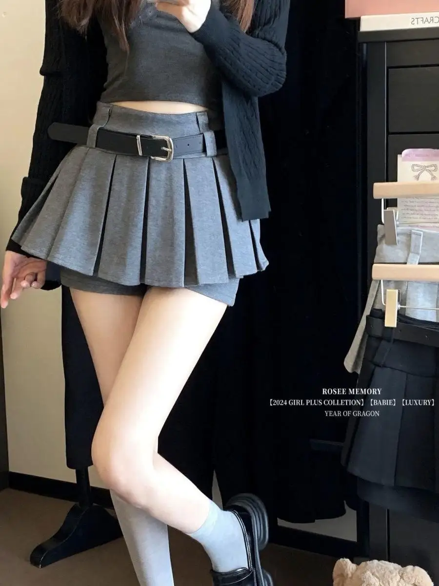 High Waist A-Line  Skirt Anti-Light Walking Sexy Girl Pleated Half Skirt Women's Fashion Autumn Winter New Arrival