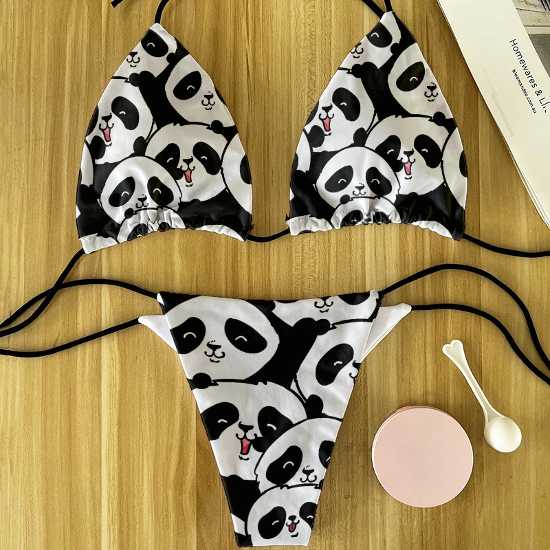 Fashion Cartoon Anime Bikini New Swimsuit Swimwear Knoted Bikini Set Swimwear Two -piece Set Beach Bikini Female Push -Up