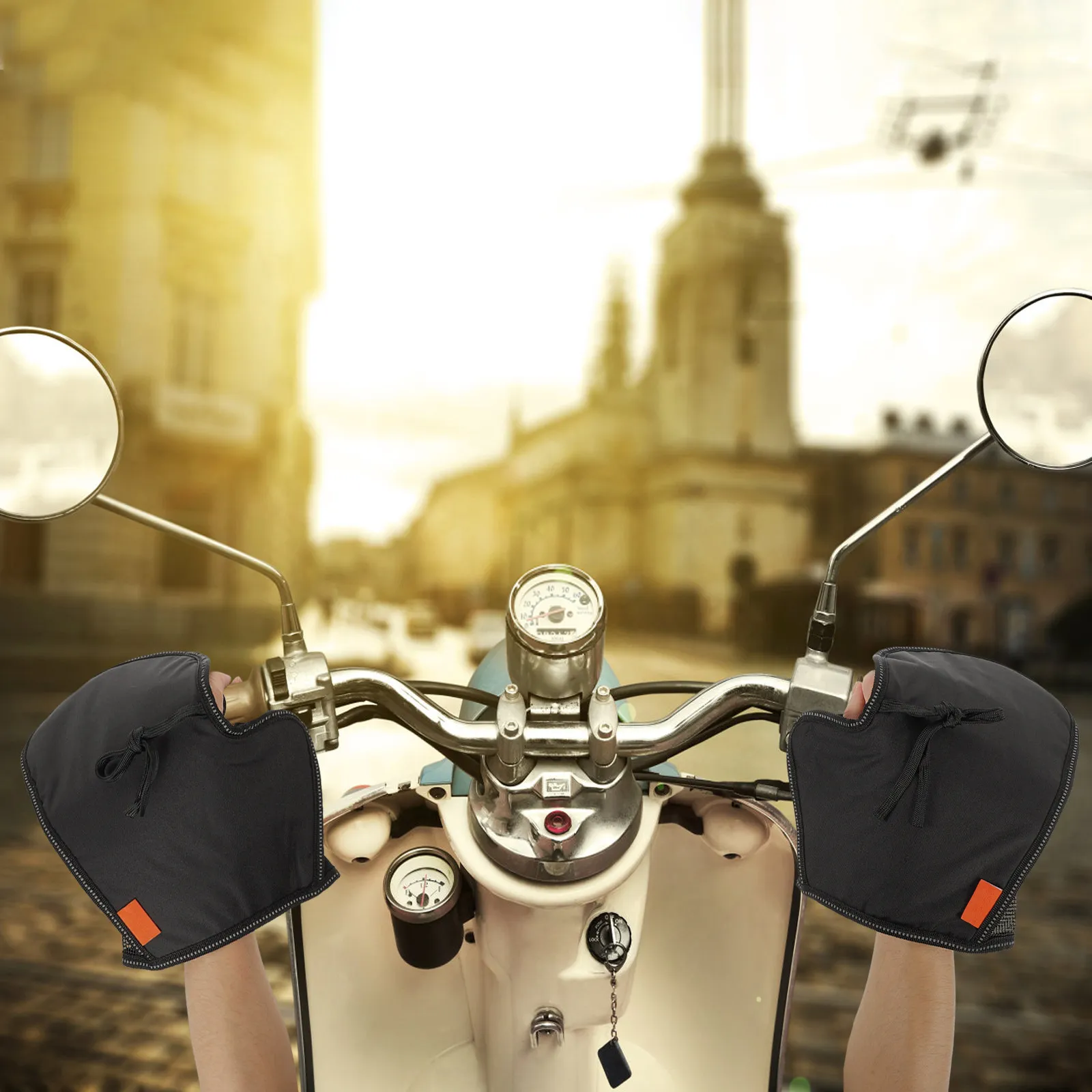 

1 пара мотоциклетных перчаток для руля, ветрозащитные, термостойкие, зимние, морозостойкие, теплые, для мотоцикла, для защиты рук