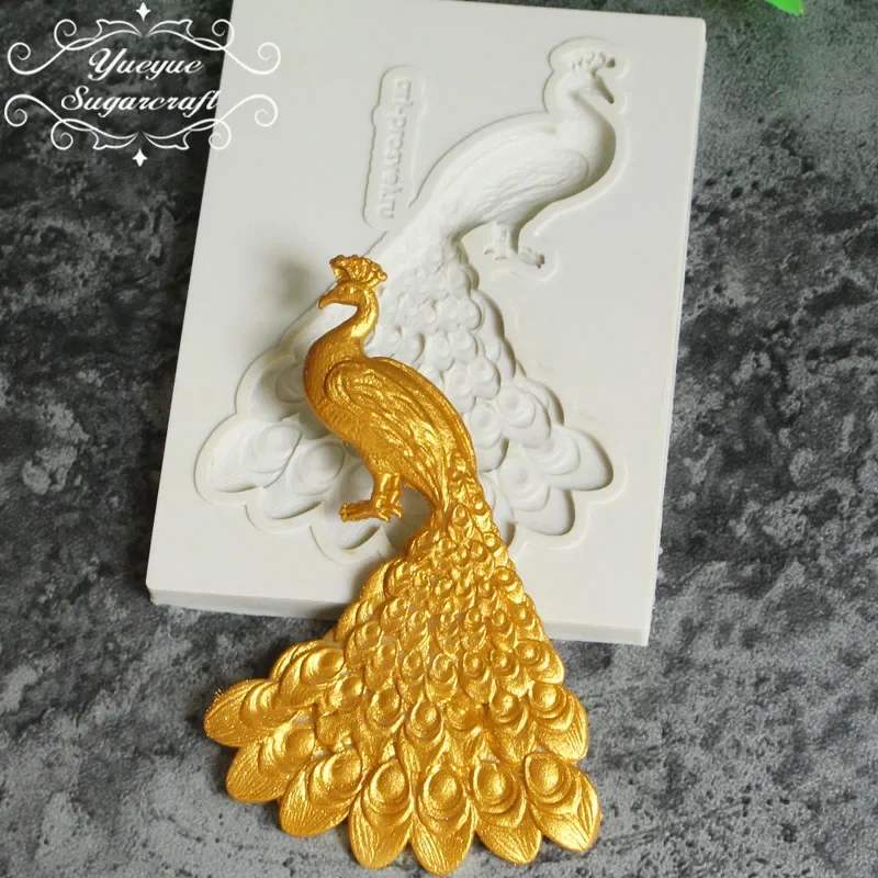 Yueyue Sugarcraft Peacock Silicone mold fondant mold cake decorating tools chocolate gumpaste mold