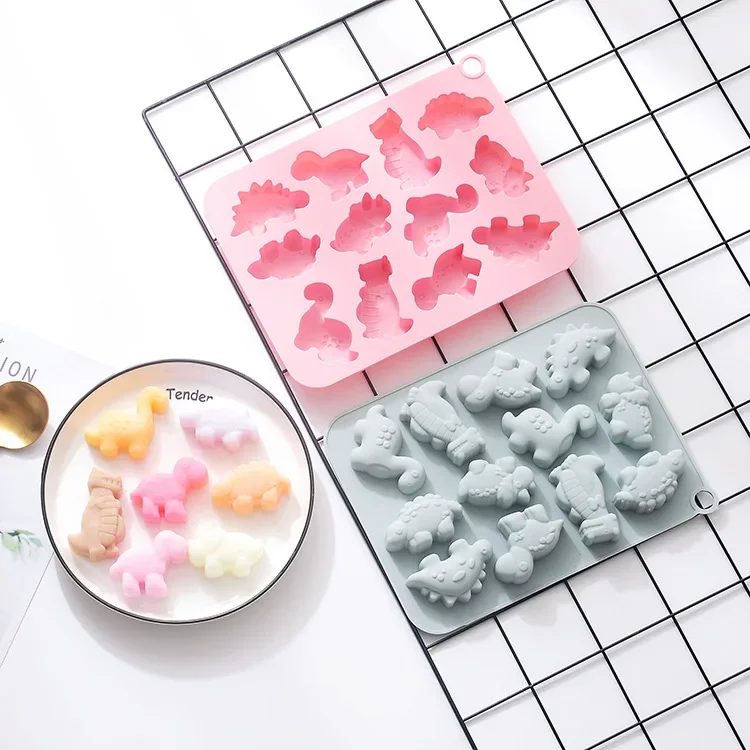 

12 Holes Large Dinosaur Silicone Cake Molds Complementary Baking Molds Can Be Steamed and Frozen Plaster Handmade Soap Molds