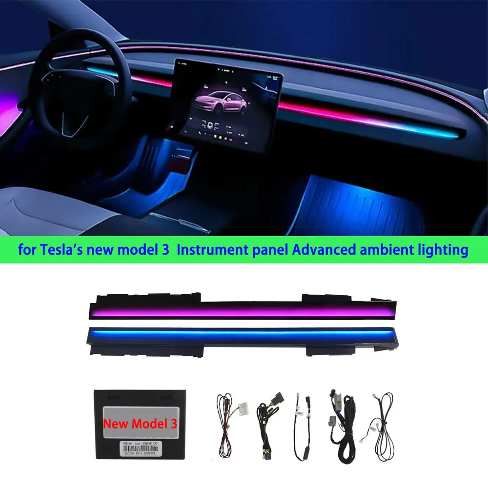 For Tesla Model 3 2024 LED center console dynamic atmosphere light automotive interior lighting ambient light  new auto