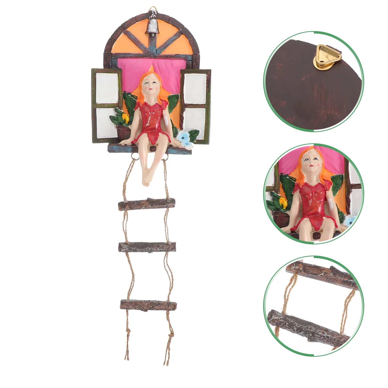 

1Set Resin Fairy Hanging Ornament Climbing Rope Garden Decor Yard Outdoor Balcony Decorative Resin Fairy Pendant Hanging Craft