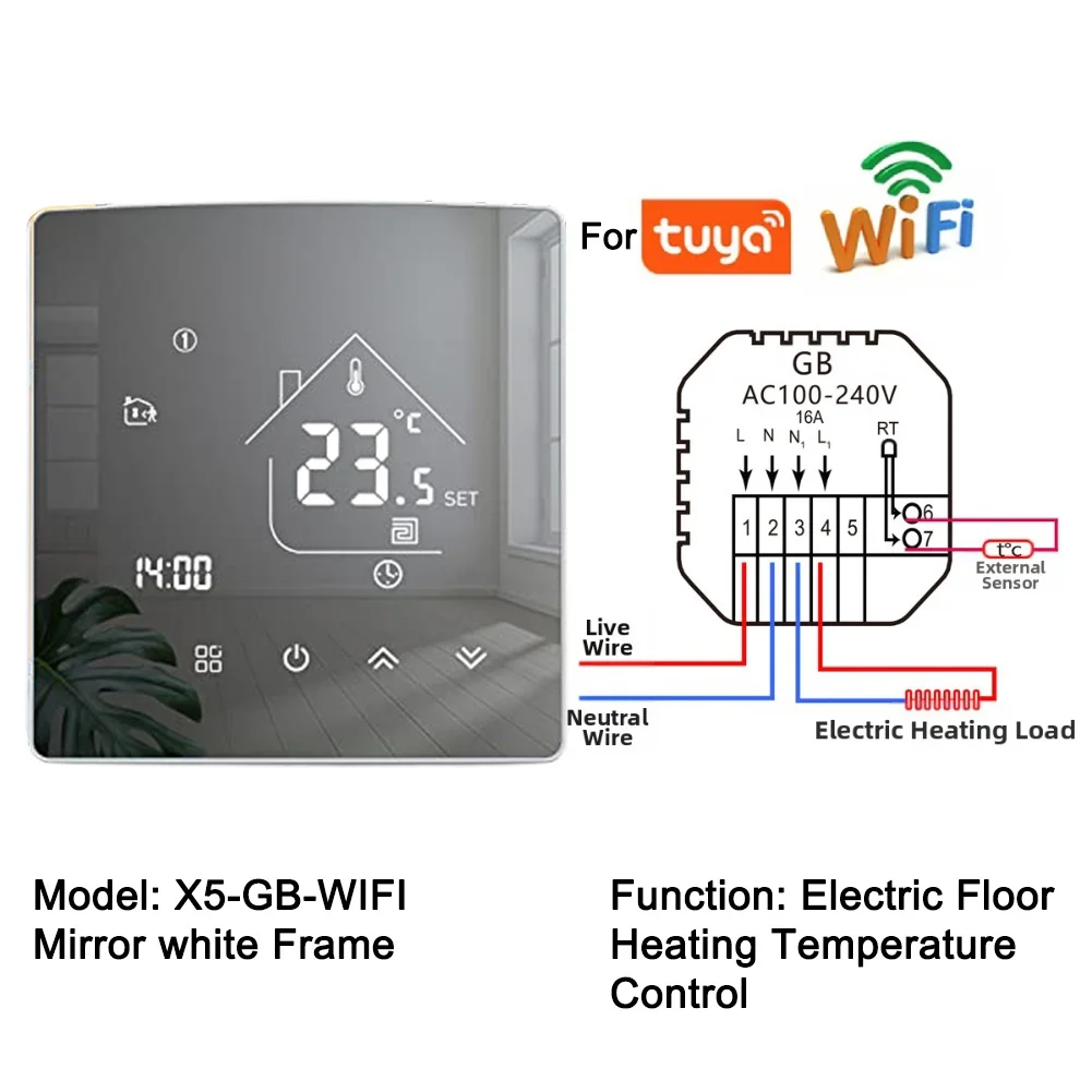 Boiler Control Heating Thermostat Programmable Schedule 5 C-95 C 5 1 1 Programmable App Remote Control Energy Saving Mode