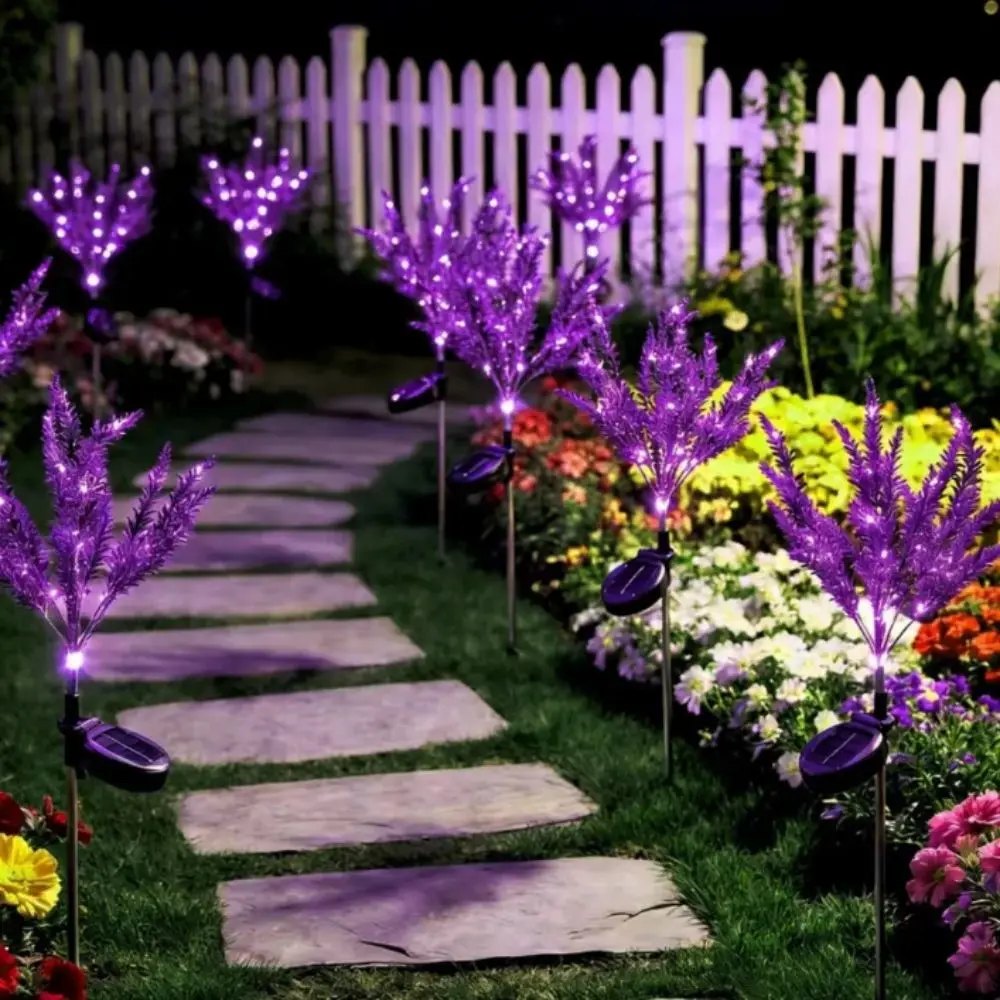 Purple LED Solar Lavender Light Waterproof Design Flower Shape Solar Garden Light Decorative Stake 1PC Unit Solar Stake Light