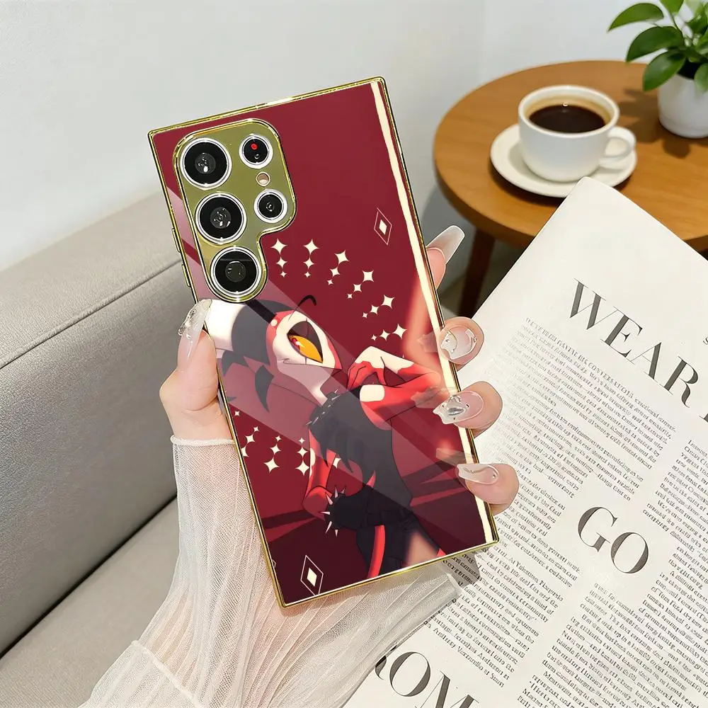 Blitzo H-Helluva Boss Phone Case Luxury Electroplated Metal Frame Case For Samsung Galaxy S25 S24 S23 Ultra