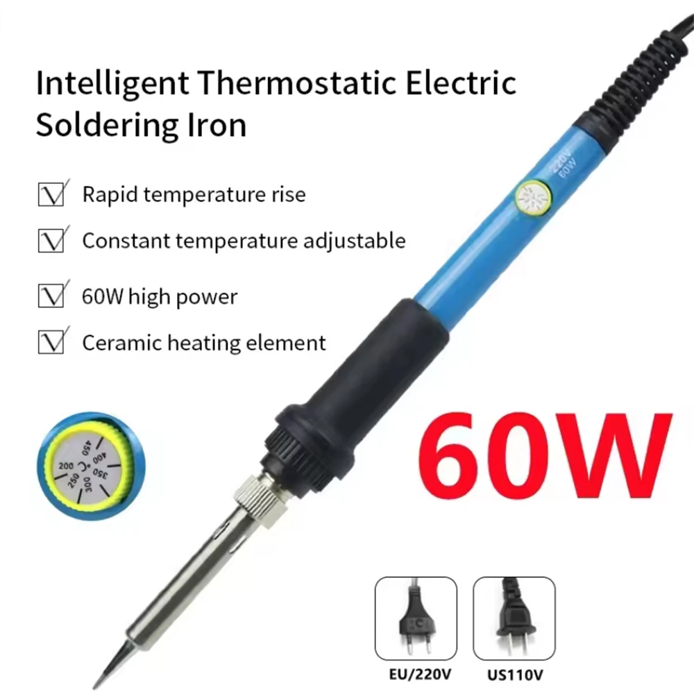 1 PC Electric Soldering 60w Iron European Plug Temperature Adjustment Soldering Iron Household Electronic Welding Repair Tool