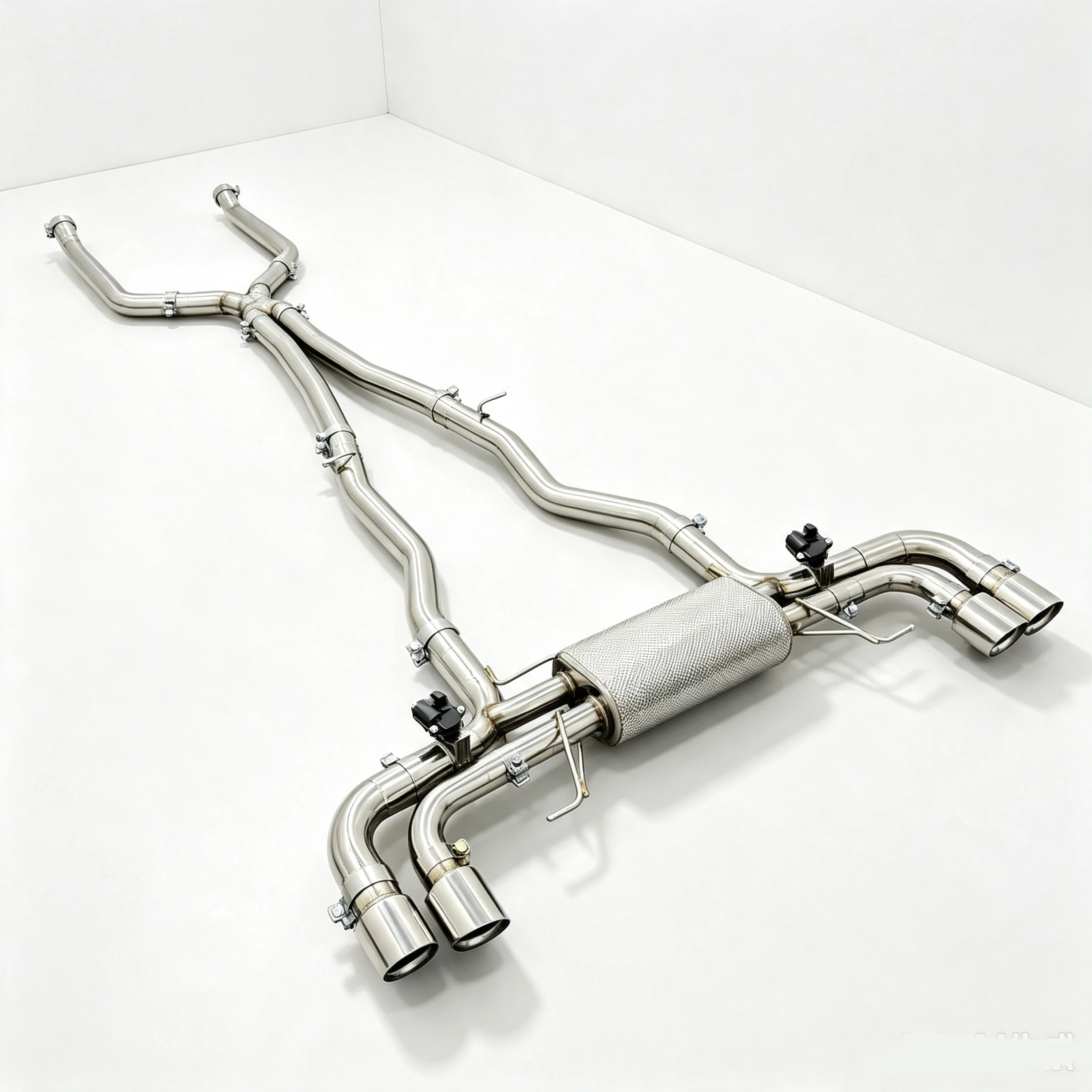 Hochwertiges Klappenauspuffsystem für BMW G16 M850i xDrive N63 4.4L V8 aus 304 Edelstahl, Direktmontage, polierte Vierfach-Endrohre – Detail 4