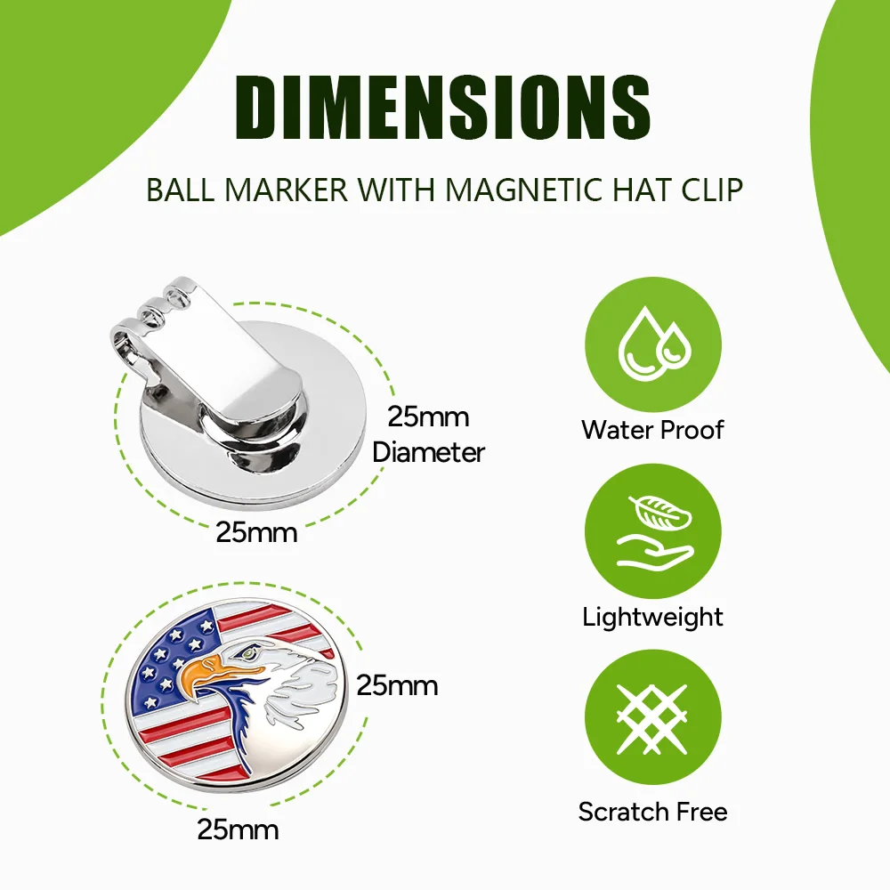 Funny American Flag Golf Ball Marker with Magnetic Hat Clip, USA Eagle Golf Accessories Gifts for Men Women, Removable Hat Clip image 5