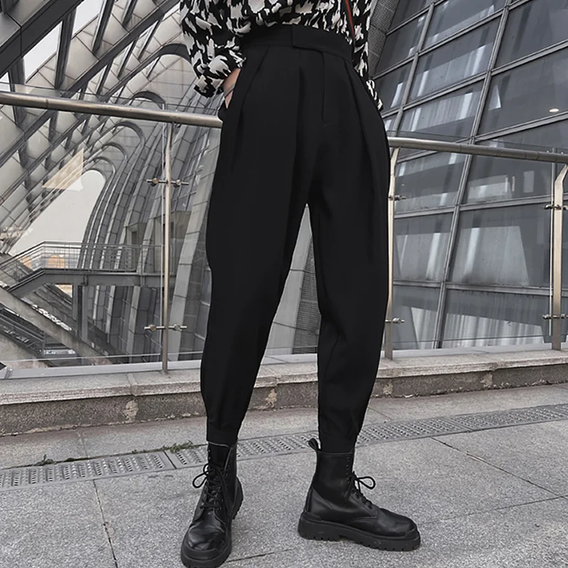 

Trendy Magic Tape Men's Pants New Sle Faionable Korean High-End Feeling Streetwear Suit Pants Cuffed Harajuku Trousers