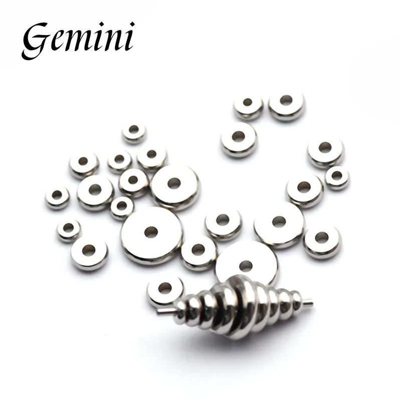 

100Pcs Stainless Steel 3-10mm Spacer Flat Round Loose Beads Holes Color Gold Silver For DIY Jewelry Making Findings Supplies ﻿