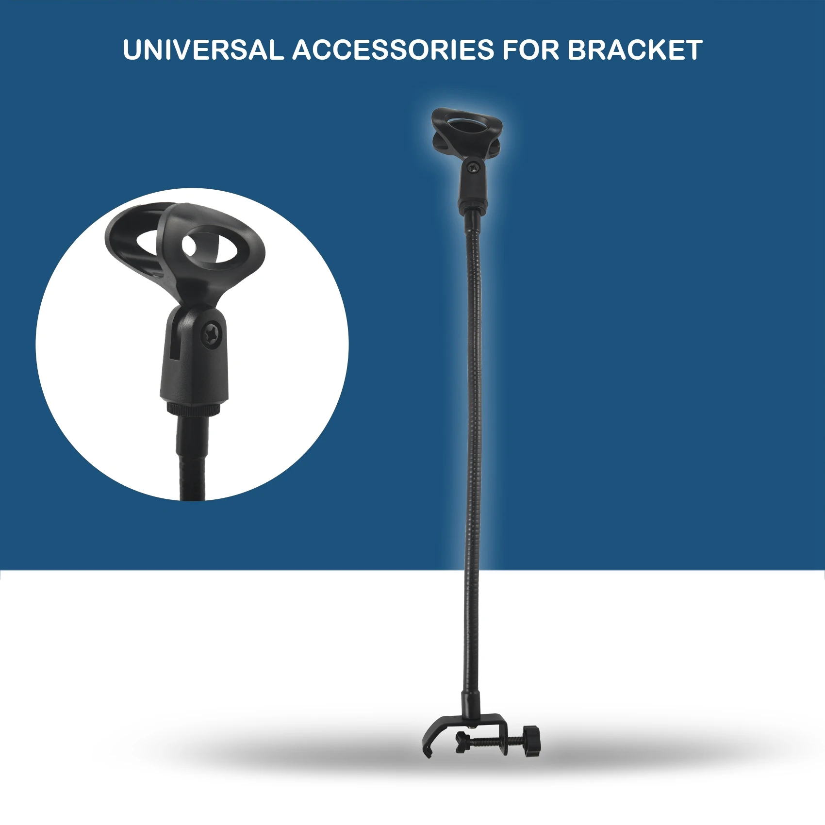 Flexible Gooseneck Microphone Stand with Desk Clamp for Radio Broadcasting Studio, Live Broadcast Equipment, Stations