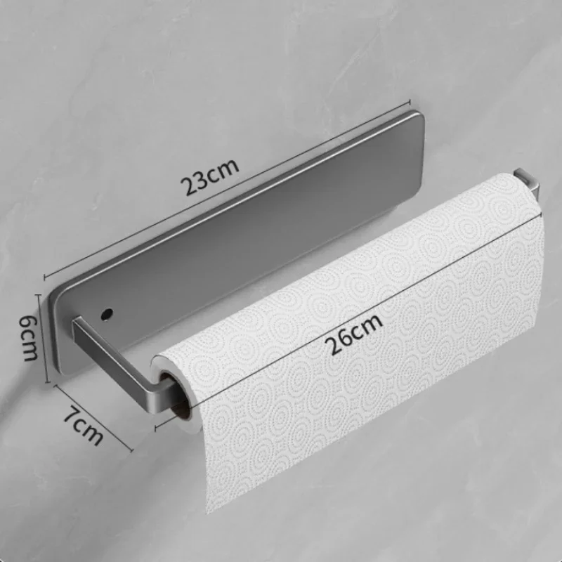 No Punching Toilet Roll Storage Rack For Kitchen Bathroom Lengthen Design Grey Black White Self Adhesive Paper Towel Holder
