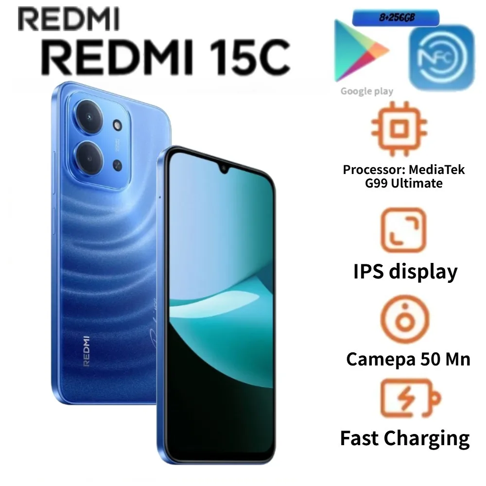 Best‑Selling 2026 Redmi 15C Unlocked Mobile Phone 8GB+256GB Large Memory Dual‑SIM Dual Standby Official Original Android Smart H