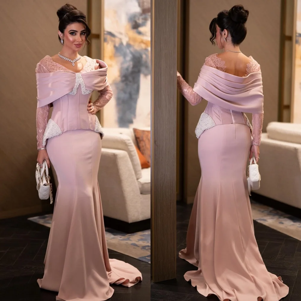 

Индивидуальные модные джерси высокого качества с кружевом и бисером Русалка с v-образным вырезом Длинные платья на заказ Вечерние платья Доступны размеры Классические