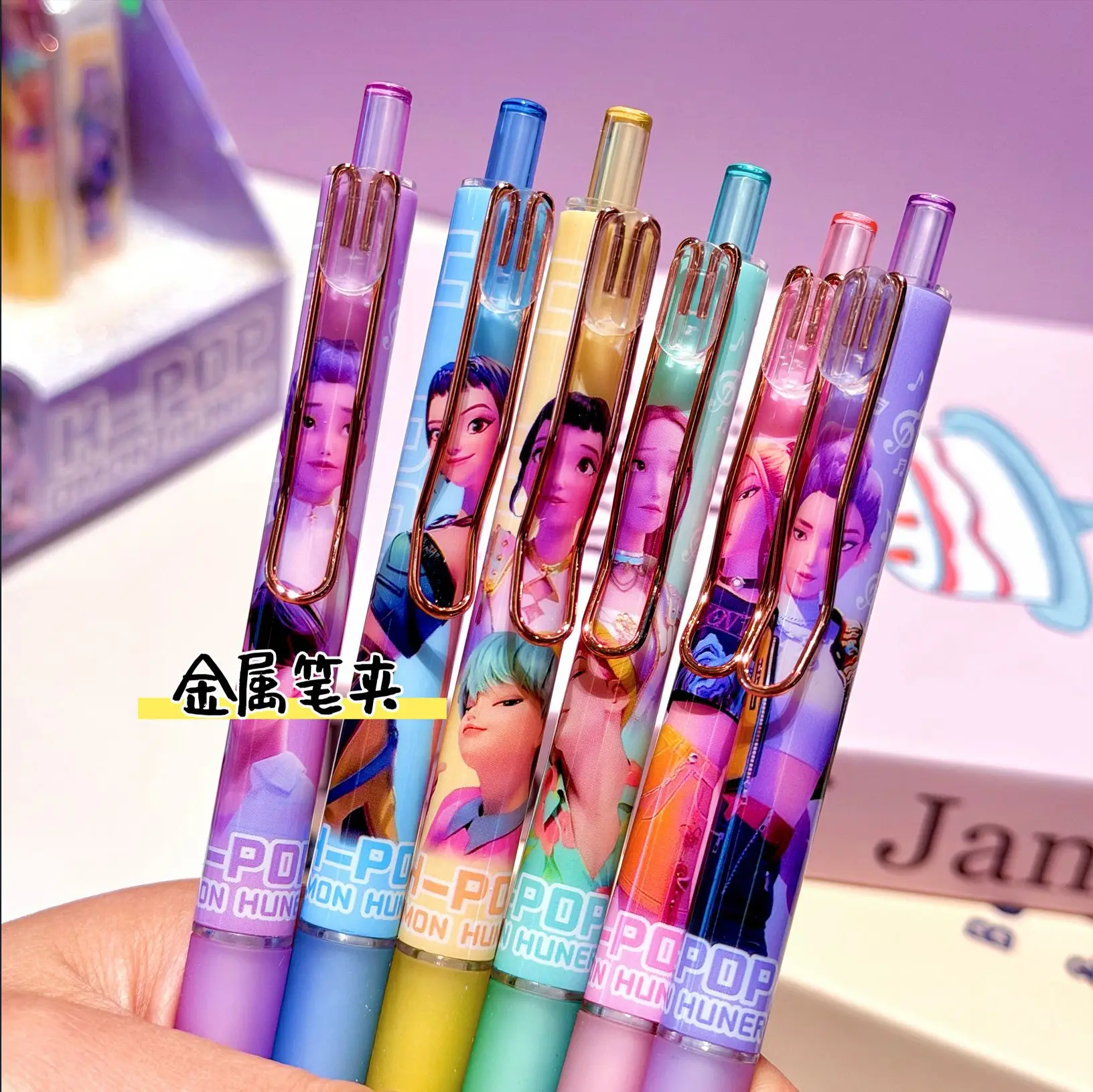 مجموعة أقلام الرصاص والممحاة من kpop Demon Hunter، أدوات مكتبية لطلاب المدارس، رسم الكتابة للأطفال للهدايا #4