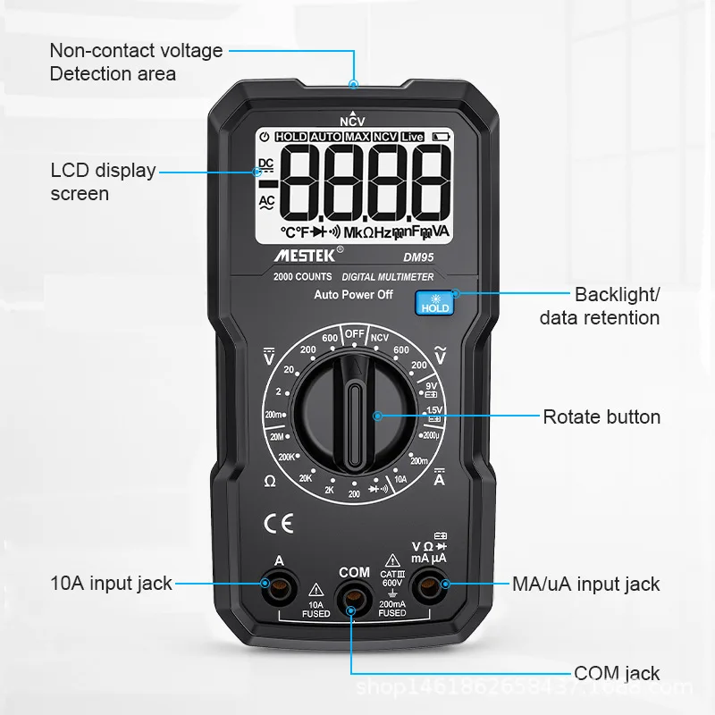 

Intelligent anti burn multimeter, digital high-precision electrical special tool, digital display instrument, portable DM95