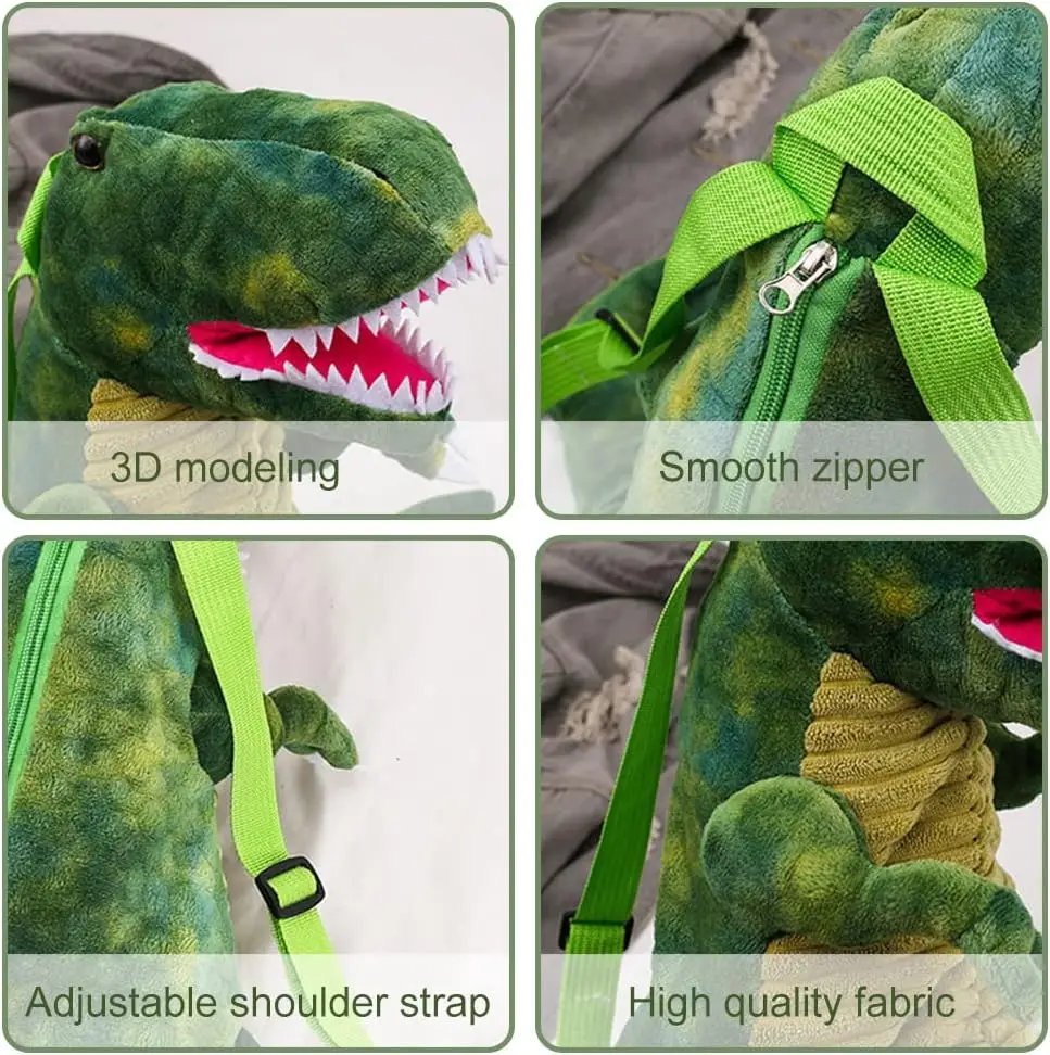 Plush T-Rex Backpack for Kids Dinosaur Bag for Kids with Adjustable Straps Dinosaur Costume Accessories for Boys and Girls