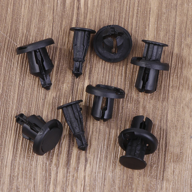 50/100Pcs 10mm Diameter 10mm Black Plastic Auto Fasteners Rivets Clips Vehicle Car Bumper Door Panel Liner Clips Retainer