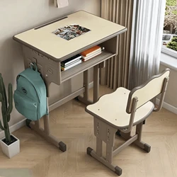Kids Study Desk and Chair Set Height Adjustable Super Load-bearing Spacious Study Table Chair with School Bag Hook 45 X 70cm