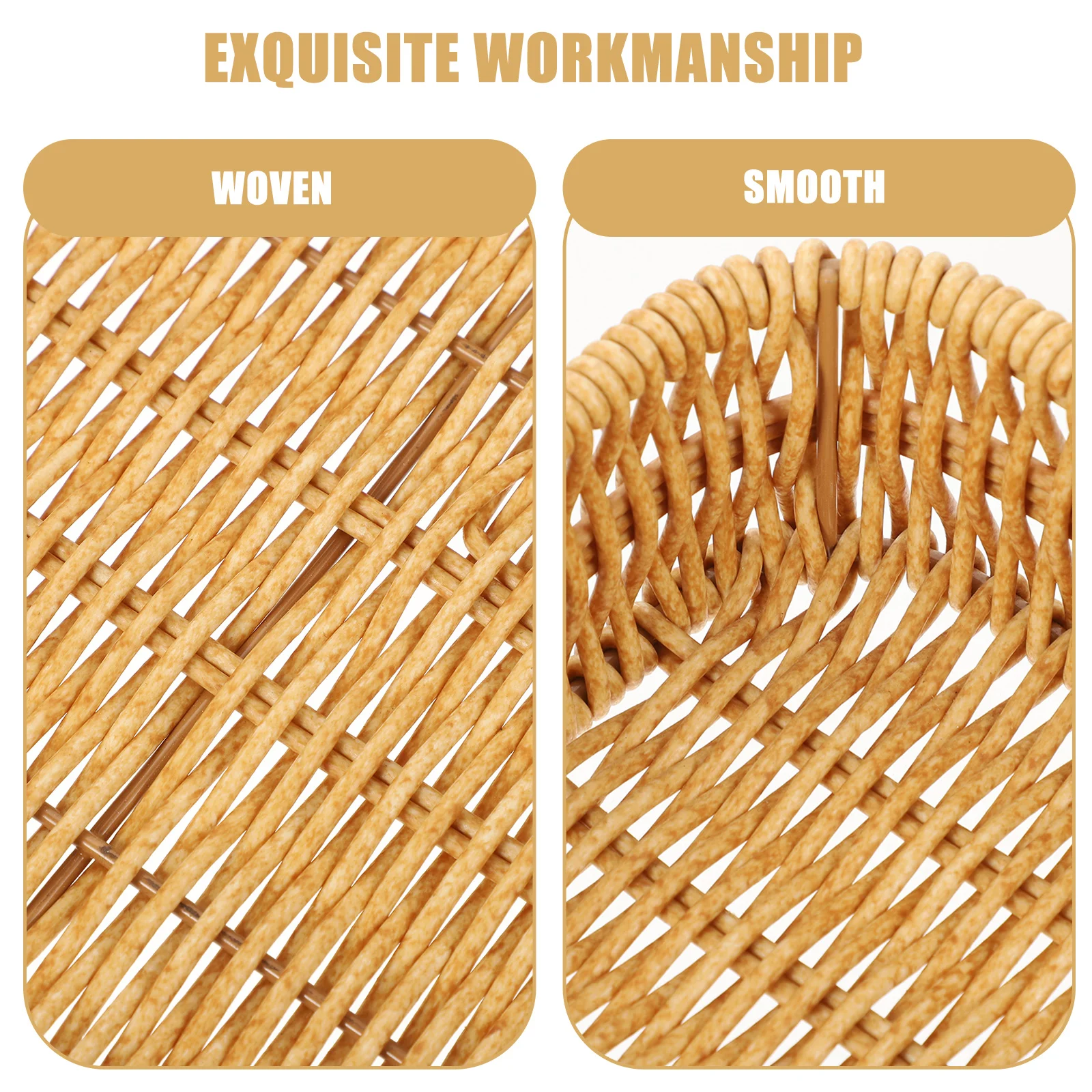 

Exquisite Hand-Woven Bread Storage For Kitchen Home Office Snacks Fruits Storage Woven Basket Serving Tray Rustic