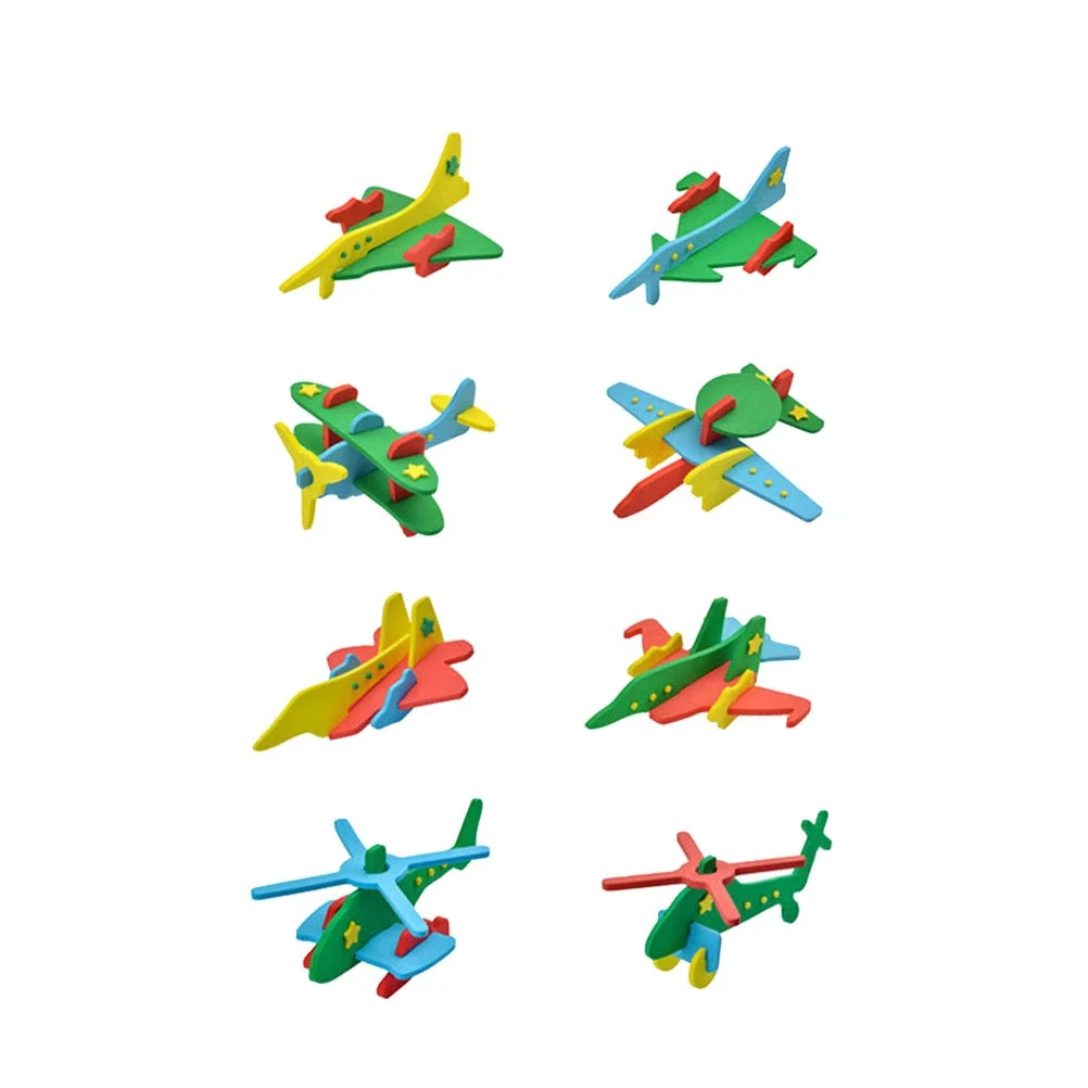 8 szt. Kreatywne puzzle 3D z pianki EVA w kształcie samolotów, edukacyjne, do samodzielnego montażu, układanka dla dzieci, rozwijająca kreatywność i zdolności.