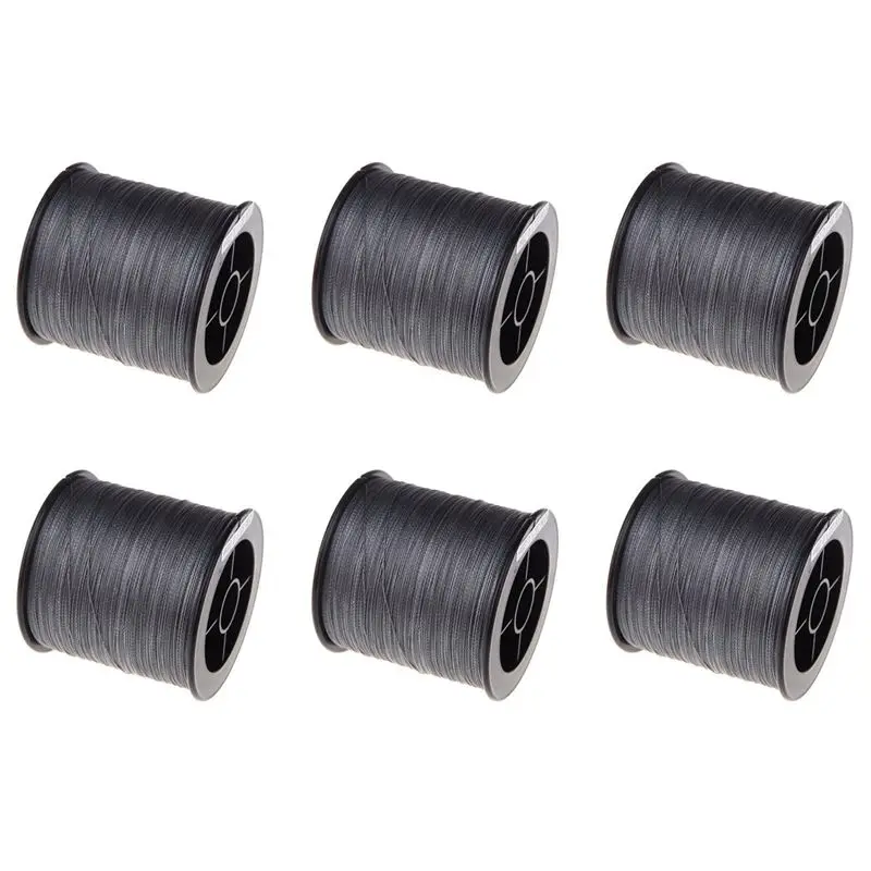 

ABKV-6Pcs 500 м 30 фунтов 0,26 мм Прочная рыболовная леска PE, плетеная, 4 нити, серая