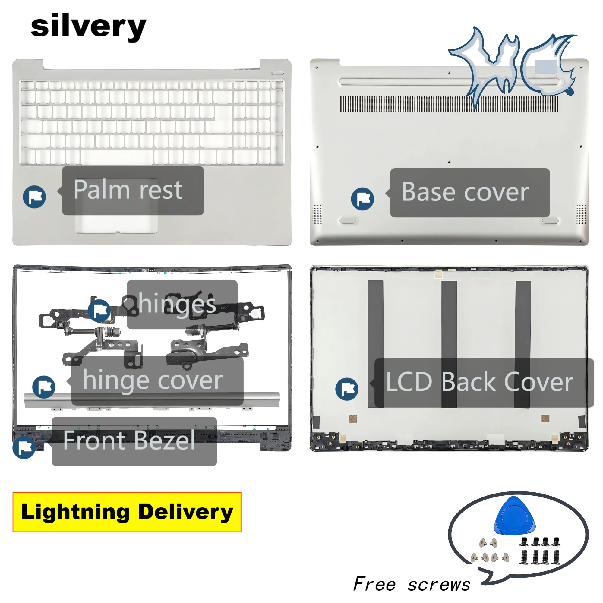 

New Laptop Parts For Ideapad 330S-15 330S-15ISK 330S-15AST/ARR 2018 Top Lid Bezel Palmrest Bottom Hinge cover Silver