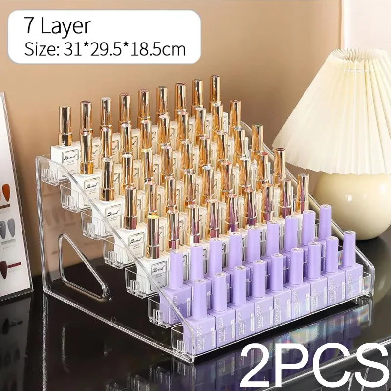 3/4/5/6/7 Lagen Acryl Nagellak Display Rack Transparante Cosmetische Organizer meerlaagse Eenvoudige Montage Rack Standhouder