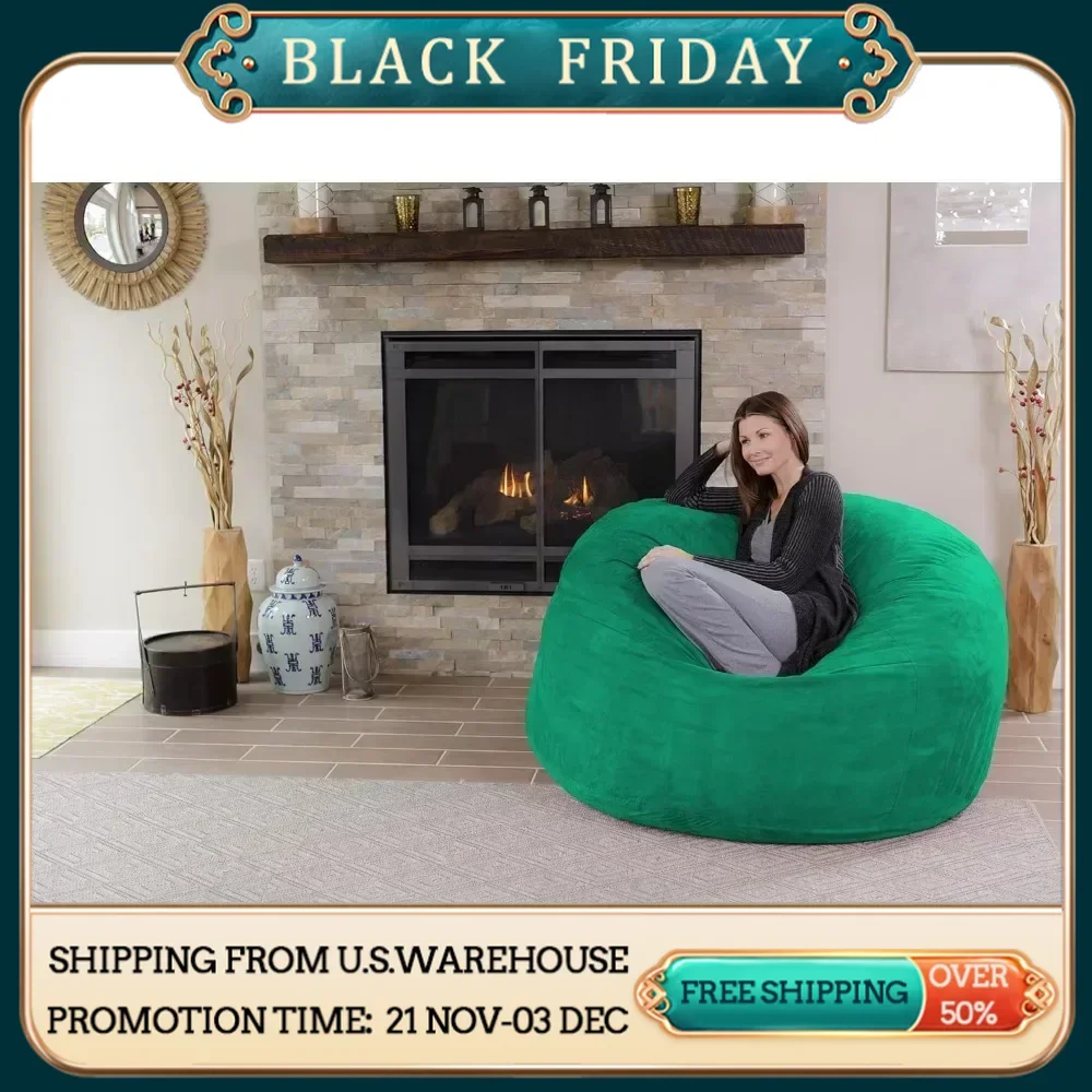 Beanbag Sofa, 5-foot Adult and Youth Beanbag Chair, Foam Filled Removable Micro Suede Cover and Lining, Ice Bag Beanbag Sofa