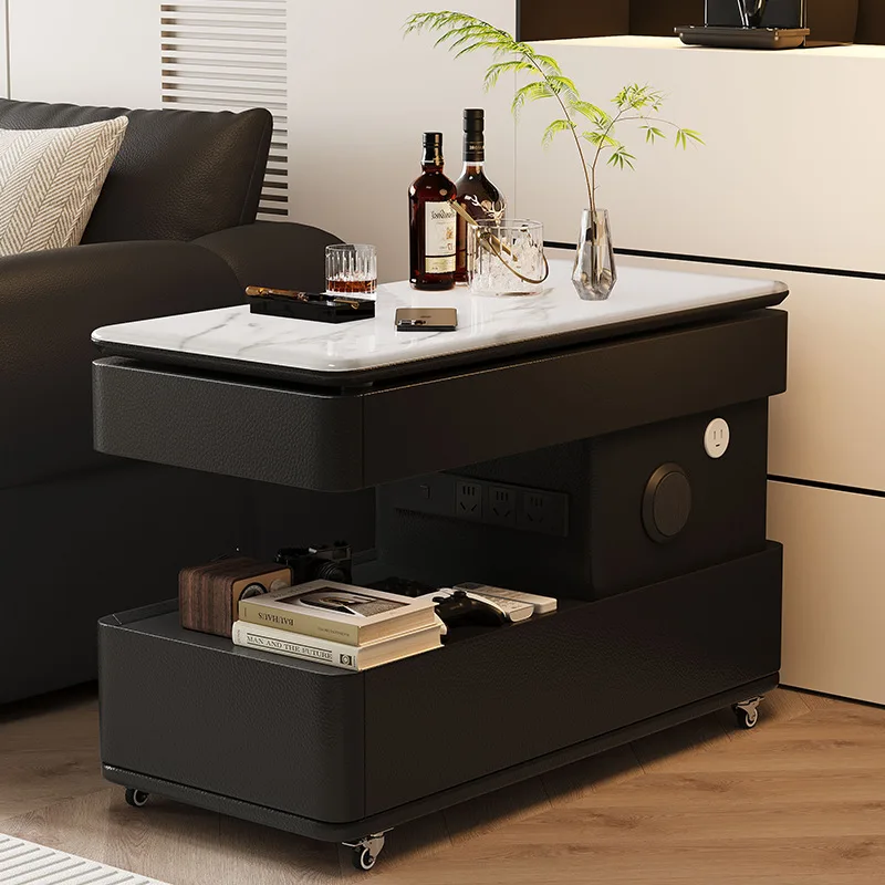 Lifting countertop with socket, movable sofa sideboard, living room, small apartment, modern and simple, light luxury side and s