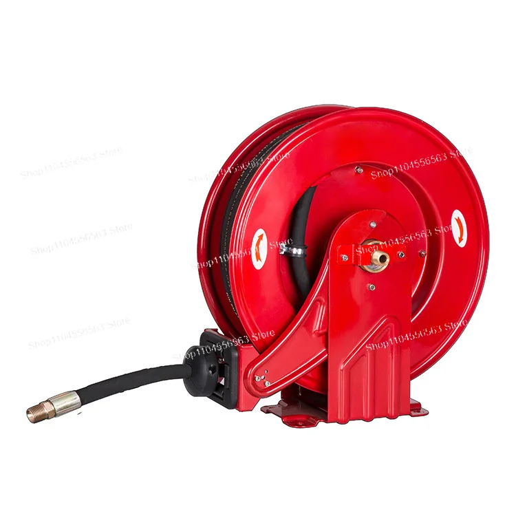 

50-футовая 3/8-дюймовая красная выдвижная металлическая мини-катушка топливного шланга для заправки автомобиля
